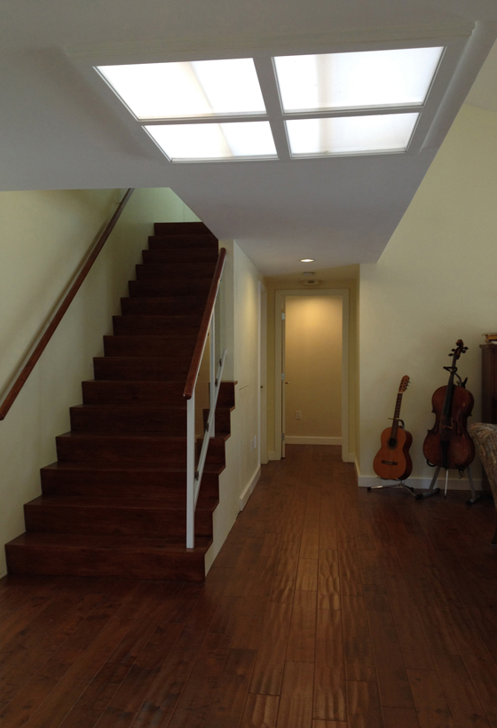 Skylight Stair Landing - 2-Story Addition - Sustainable WholeHouse Remodel - Landscape - ENR architects, Granbury, TX 76049
